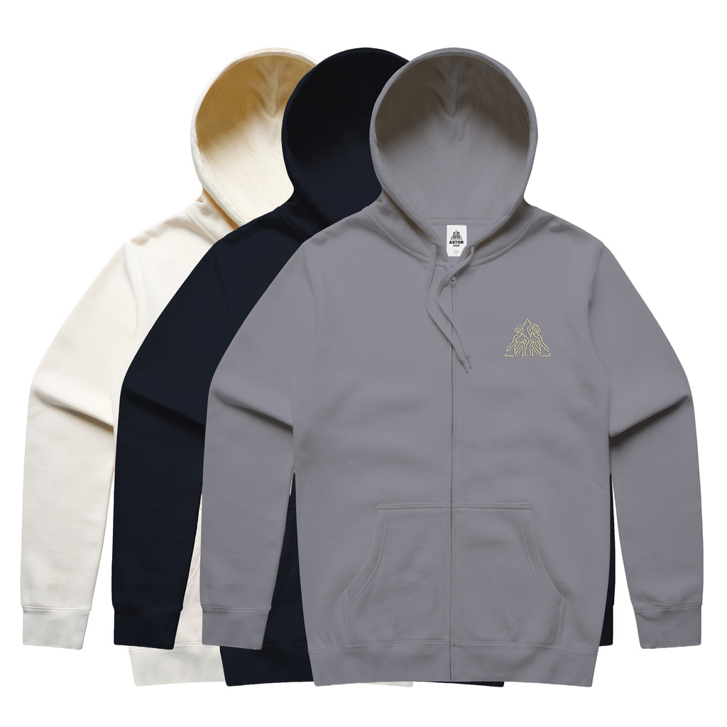 Astor 400 Capsule 3 Muses Emblem Hoodies - Grey, Navy, Ivory (Front)