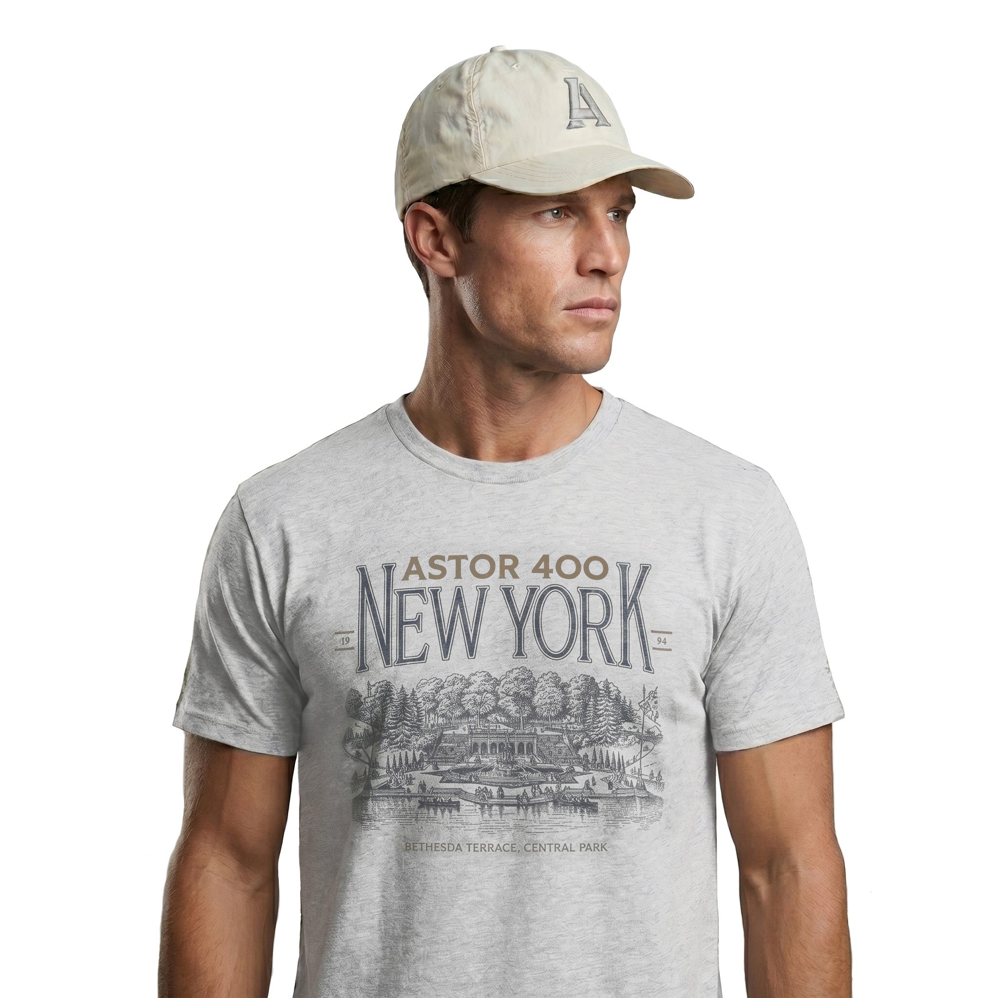 Model wearing Astor 400 Central Park Tee (Front)
